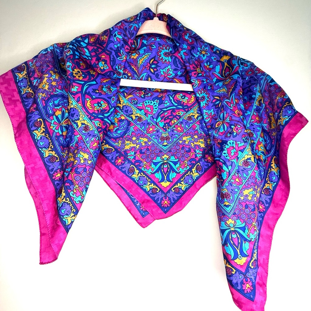 Vibrant Pink and Blue Pattern Scarf